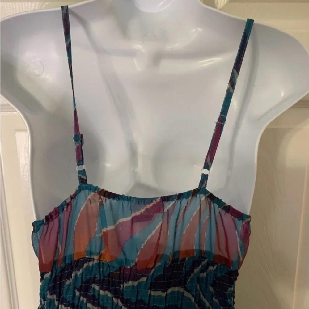 She's Cool Vibrant Blue and Orange Midi Dress - Picture 5 of 6